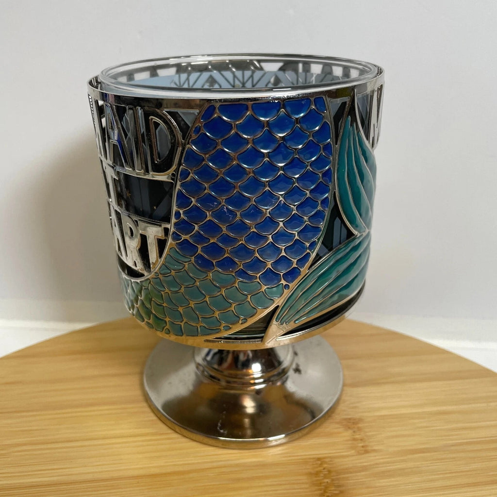 Bath & Body Works "Mermaid At Heart" Silver Metal 3 Wick Candle Holder Pedestal