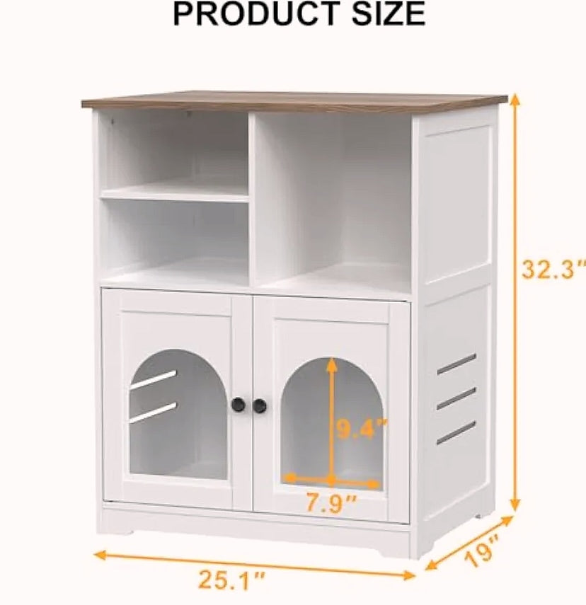 Cat Feeding Station Cabinet with Microchip Pet Feeder Access