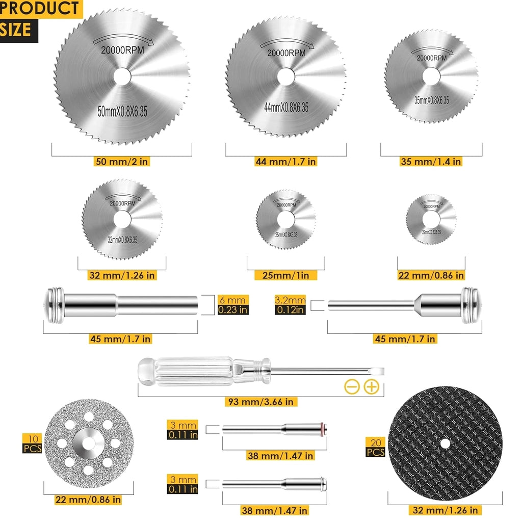 Versatile 44-Piece Cutting Wheel Set with Diamond & HSS Blades for Professionals