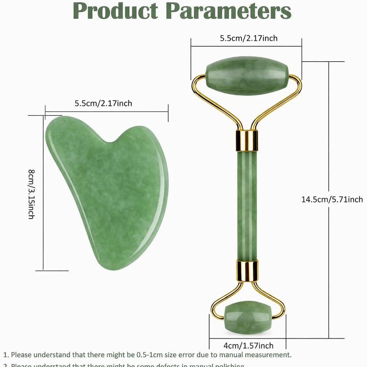 Premium Natural Jade Roller & Gua Sha Set - Facial Massager Anti-Aging Beauty Tool