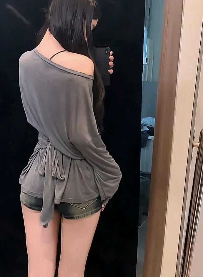 ZOYLEIR Women's Off-Shoulder Long Sleeve T-Shirt