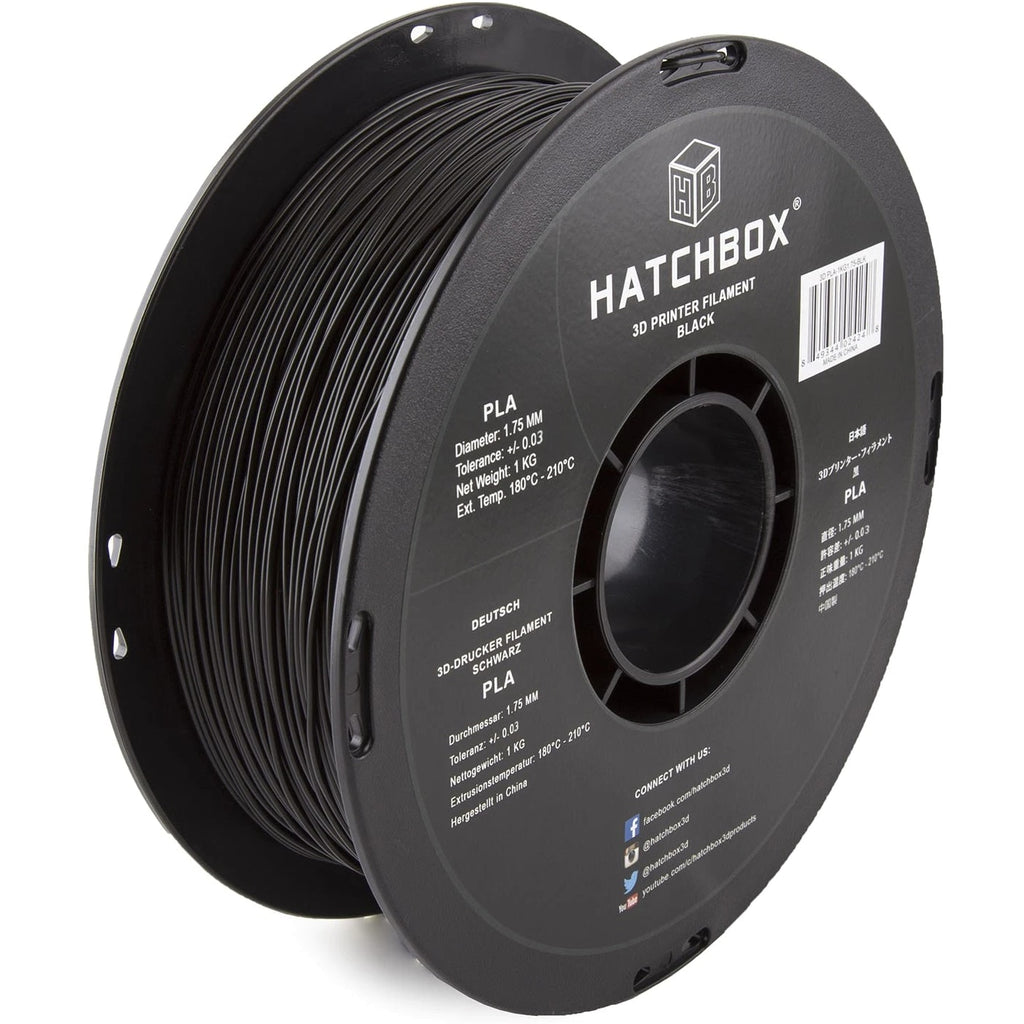 1.75mm Black PLA 3D Printer Filament, 1kg Spool, Dimensional Accuracy +/- 0.03mm