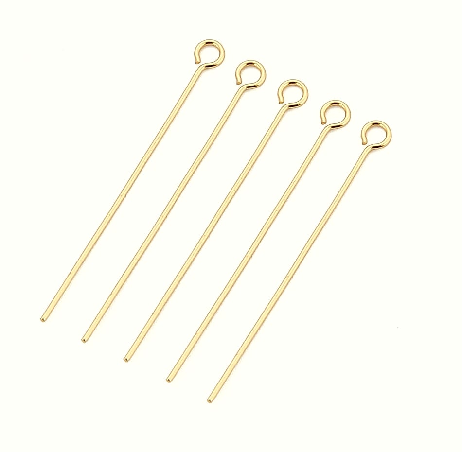 100pcs Stainless Steel 9 Eye Pin Gold Silver Tone 0.6mm Thick Loop Eyepin Findings for DIY Handmade Earring Jewelry Making