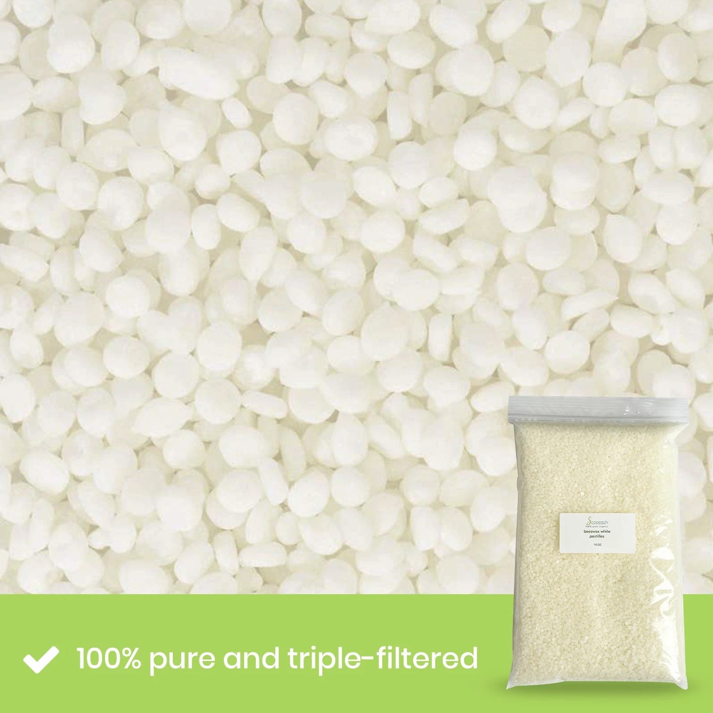White Beeswax Pastilles Beads 100% Pure Natural Made in USA Bulk 2 oz