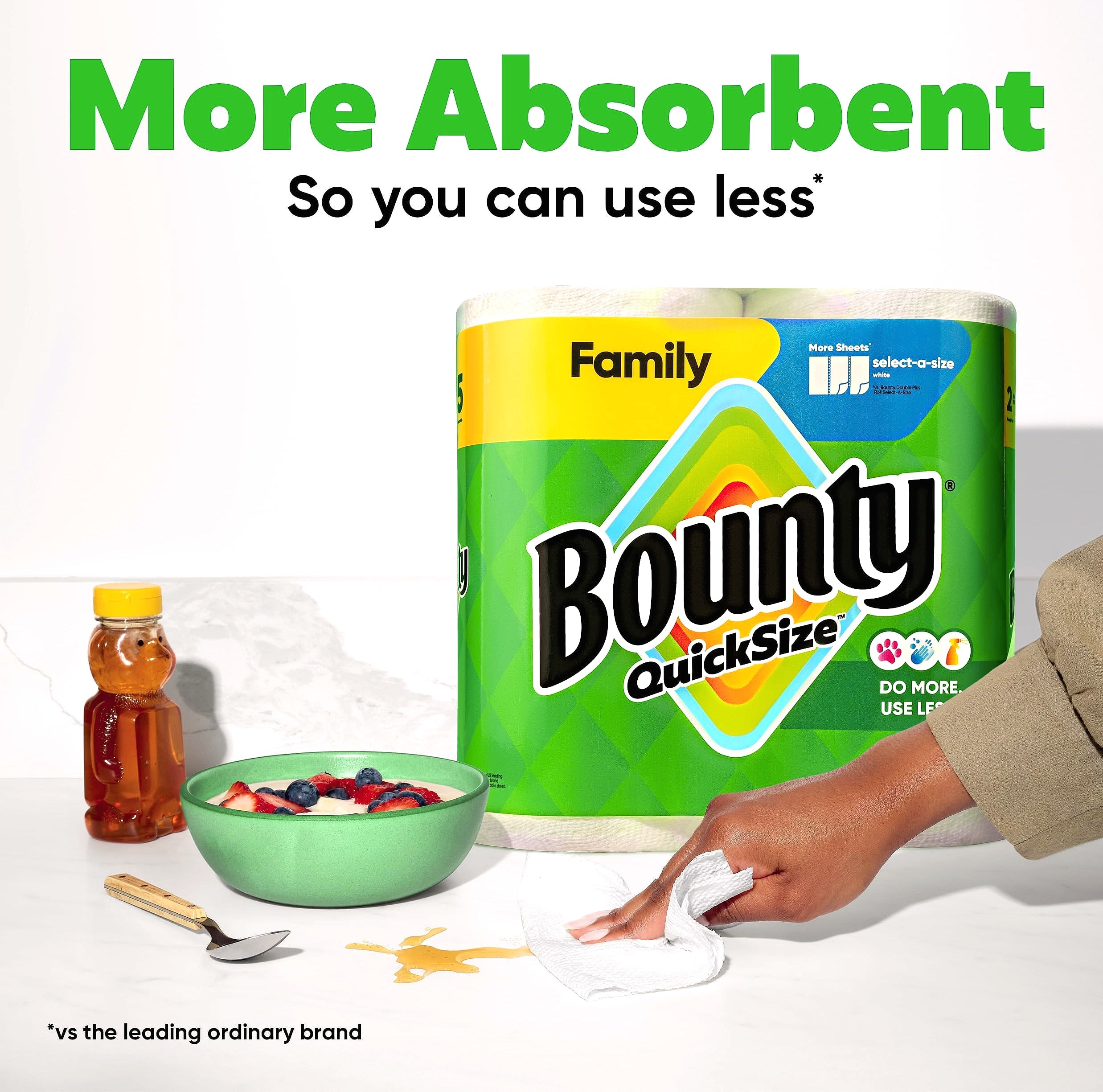 Bounty Quick Size Paper Towels, White, 8 Family Rolls