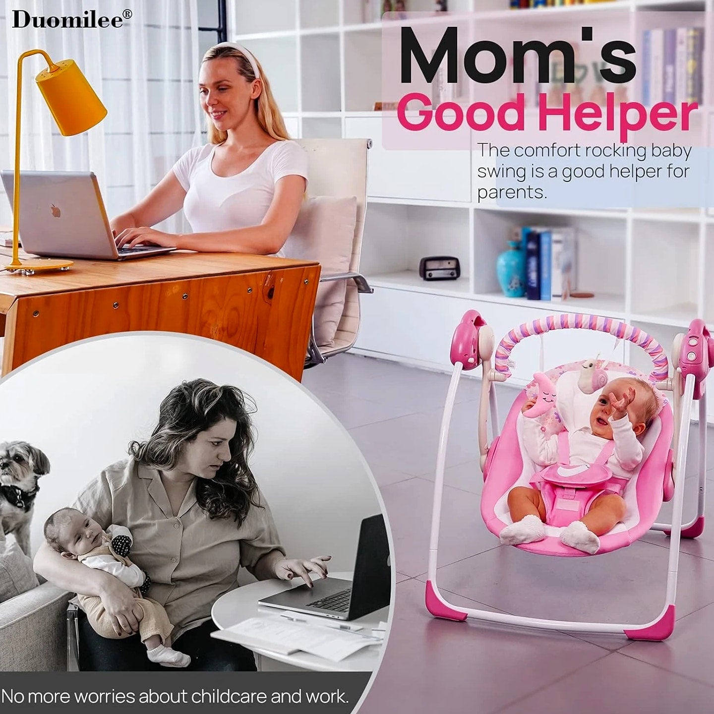 Baby Swings for Infants, Powered by Power Cord (Included) and Batteries for Indo