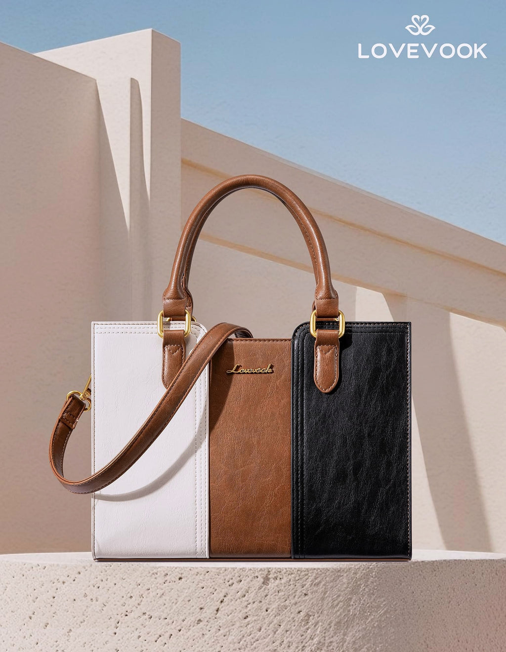 LOVEVOOK Vintage Leather Shoulder Handbag Small Satchel Crossbody Bag