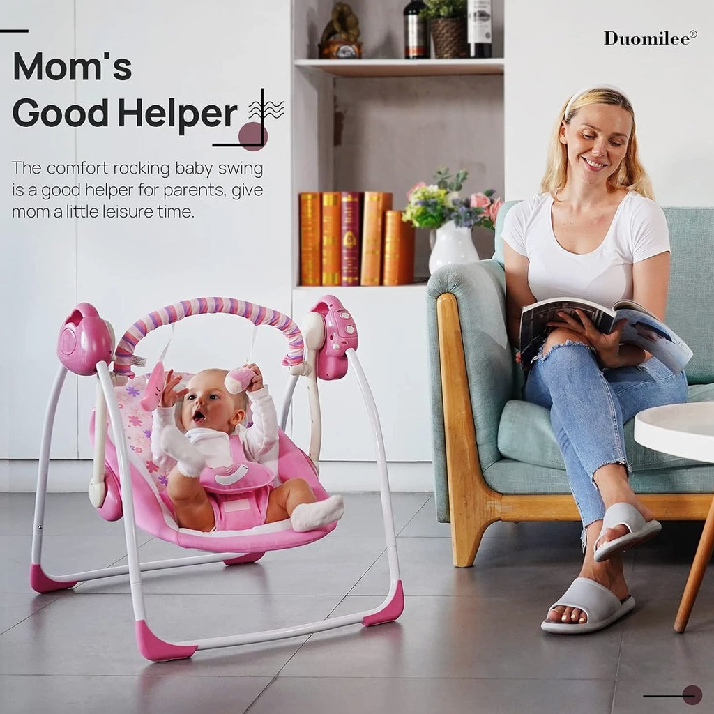 Baby Swings for Infants, Powered by Power Cord (Included) and Batteries for Indo