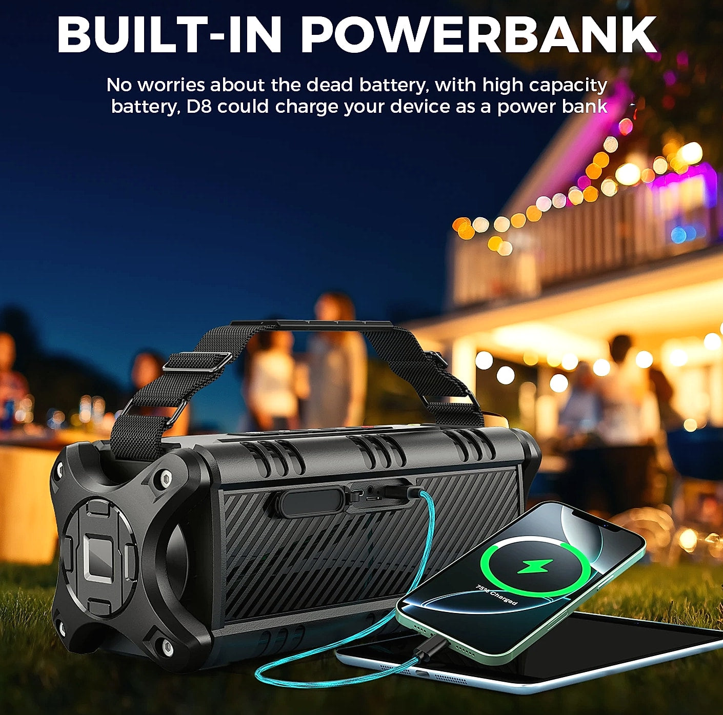 W-King D8 Bluetooth Speaker 50W IPX6 Waterproof Portable