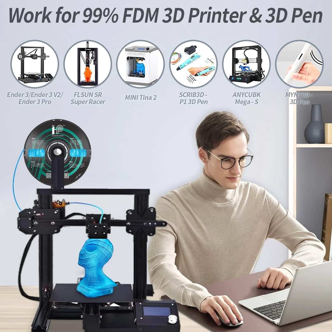 PLA Filament, Matte PLA, 3D Printer Filament, PLA Filament 1.75mm Dimensional...