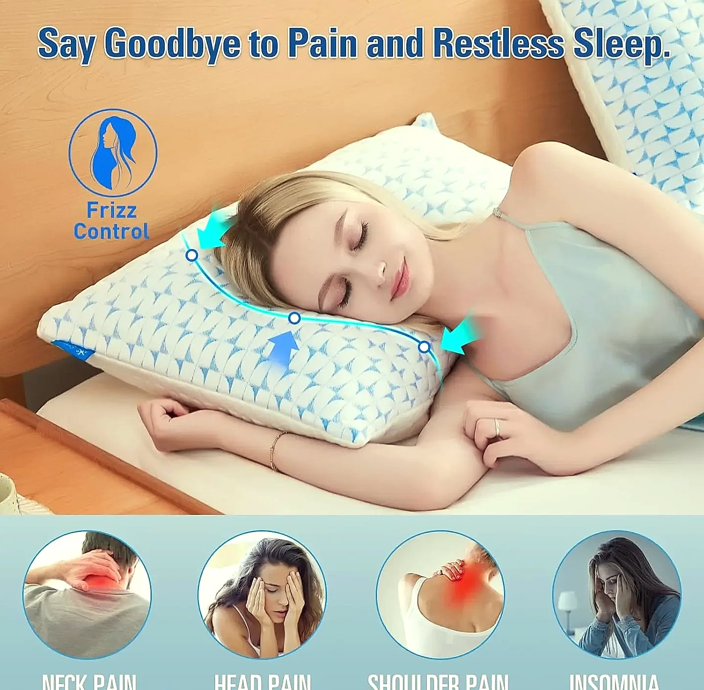 Shredded Memory Foam Pillows Queen/King Size Set of 2, Cooling Gel Pillow