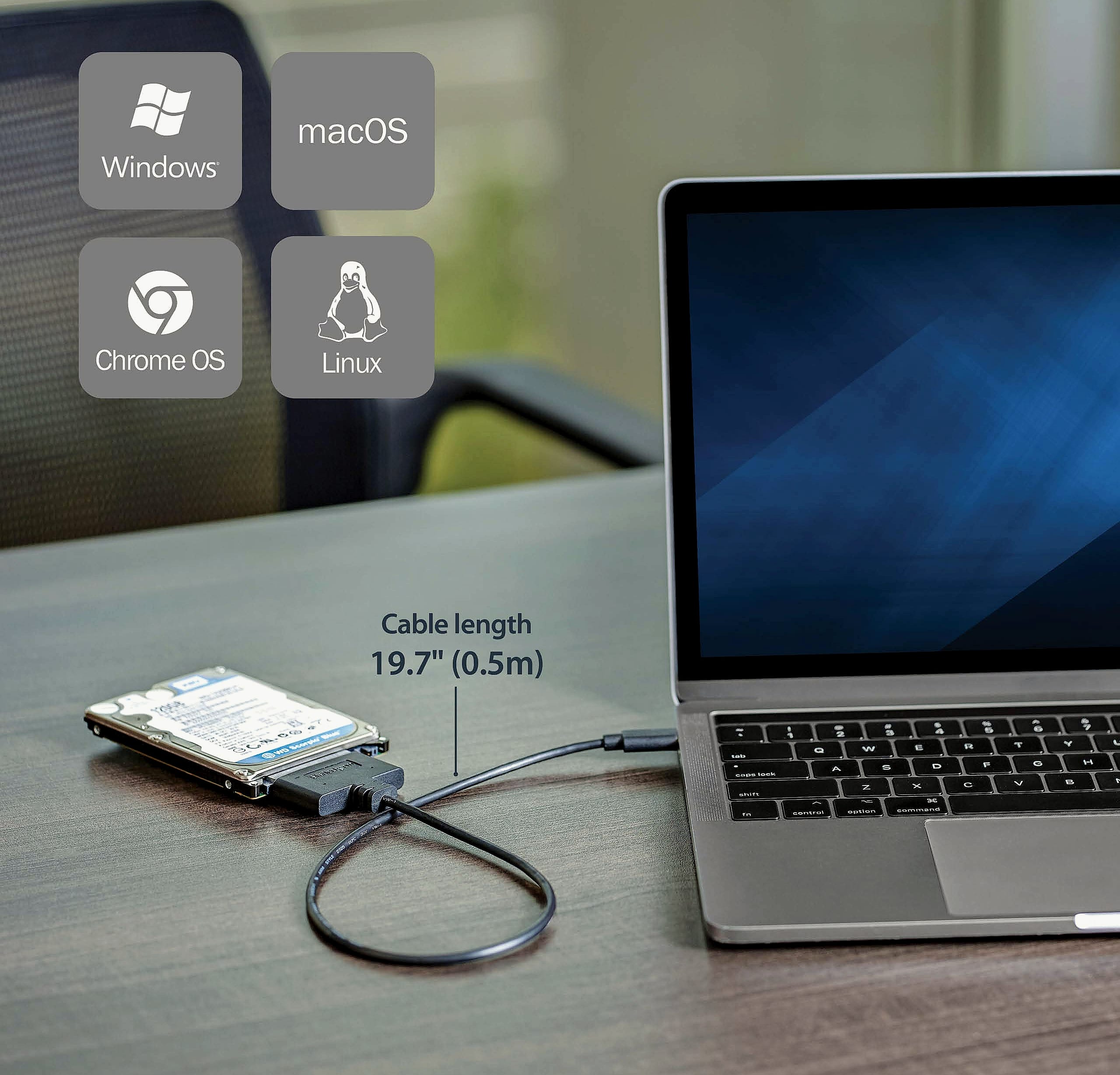 StarTech SATA to USB-C Cable, 10Gbps external hard drive adapter