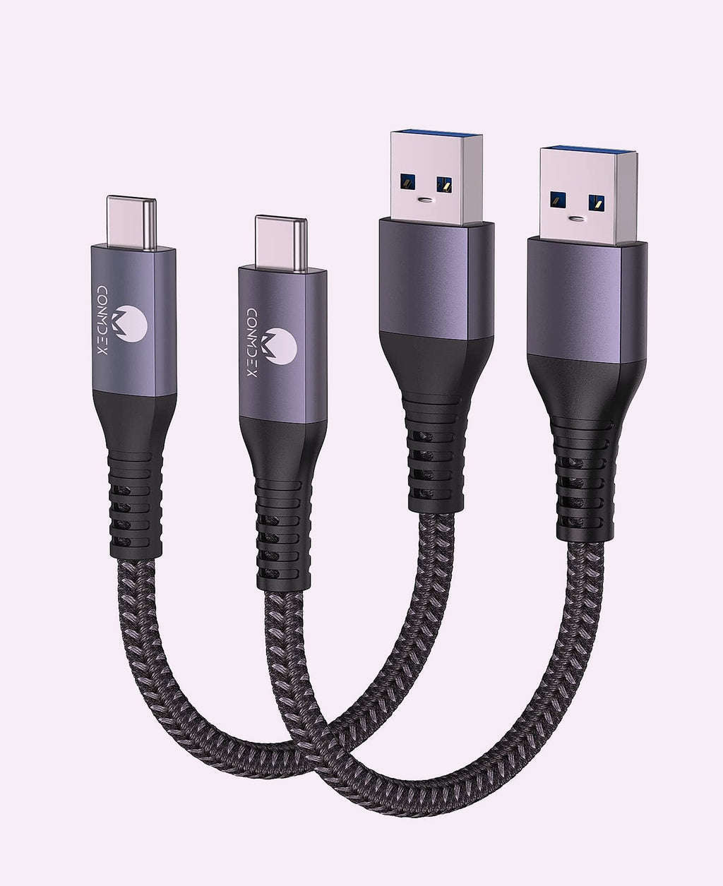 CONMDEX USB A to USB C Cable 2ft 2-Pack 10Gbps Fast Charging