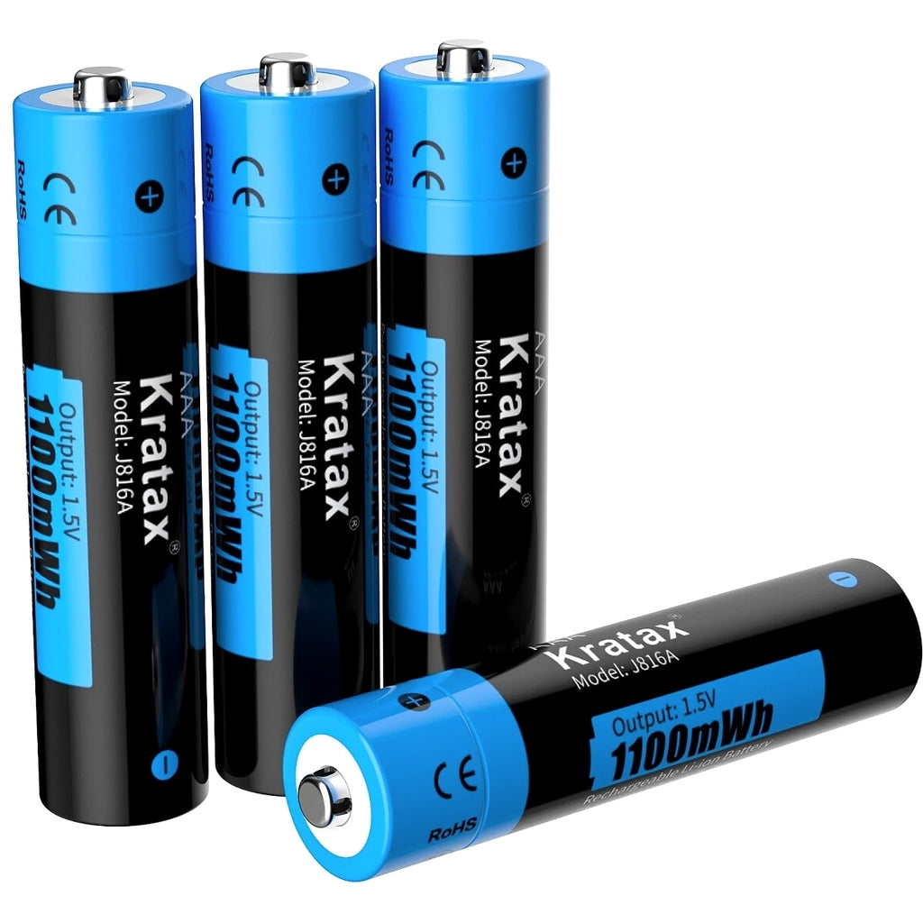 Kratax 1.5V 1100mWh Lithium AAA Batteries Rechargeable AAA Li-ion Batteries Lot