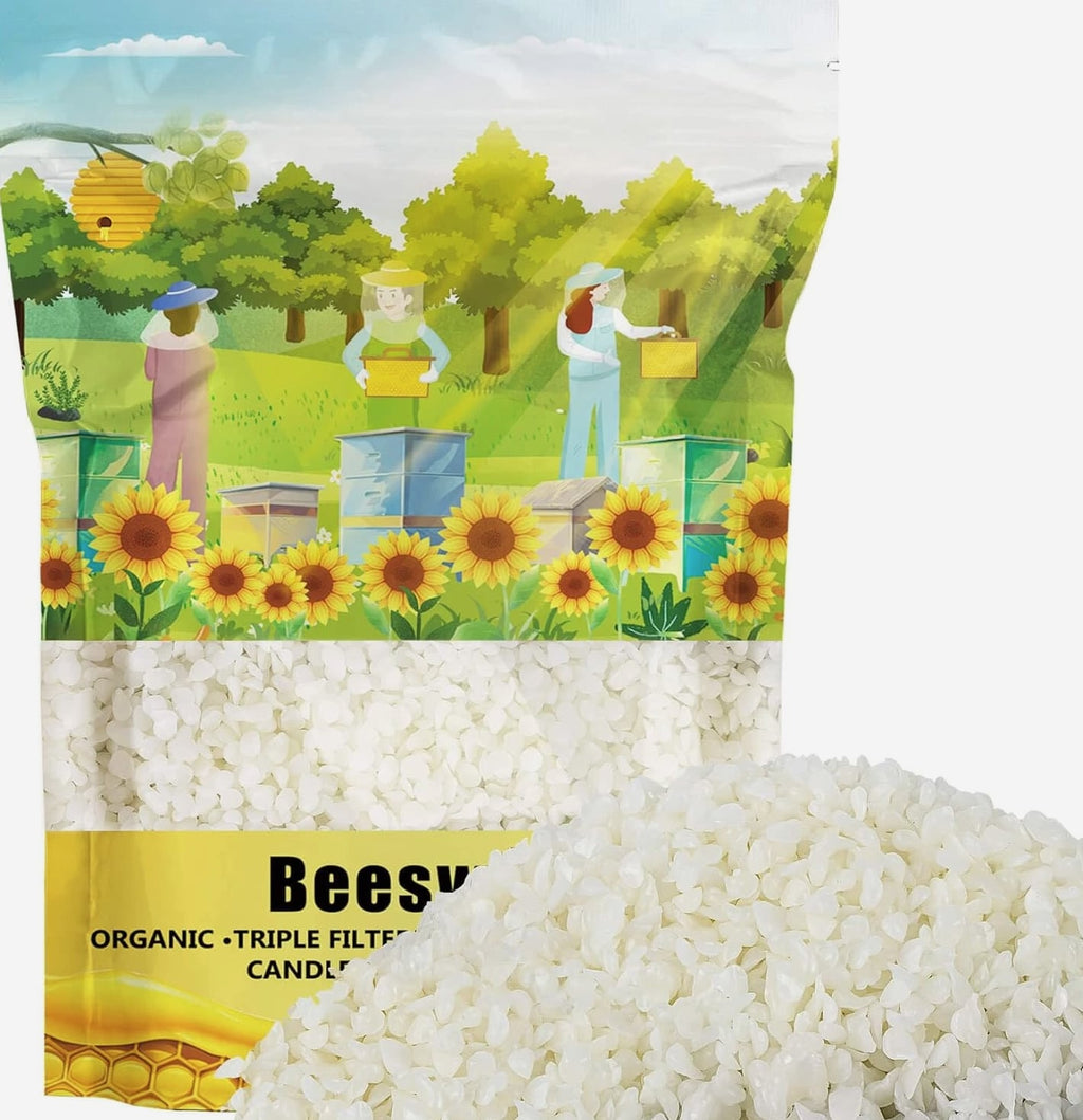 White Beeswax Pellets - 428G Beeswax Pastilles Bulk Bees Wax Triple Filtered