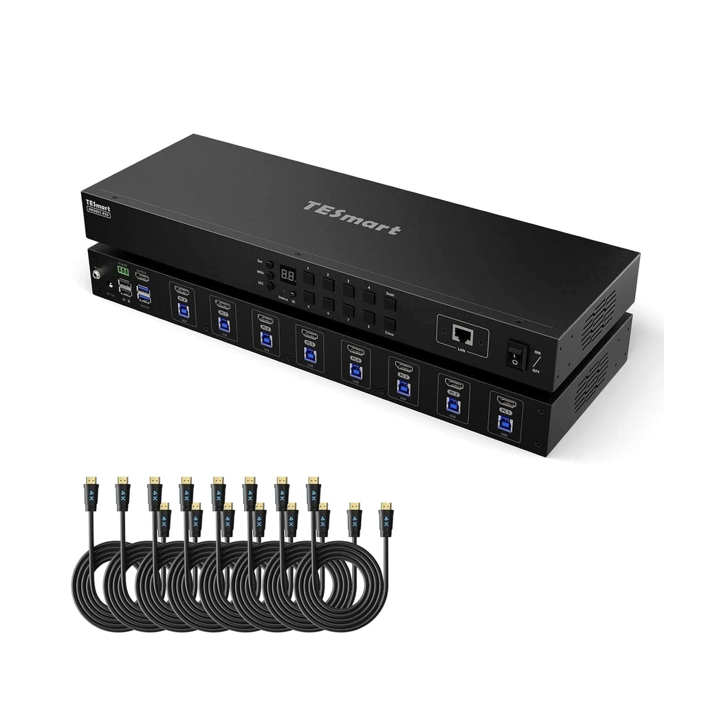 TESmart USB 3.0 HDMI KVM Switch 8 Port 4K@60Hz Rackmount EDID LAN IP RS232