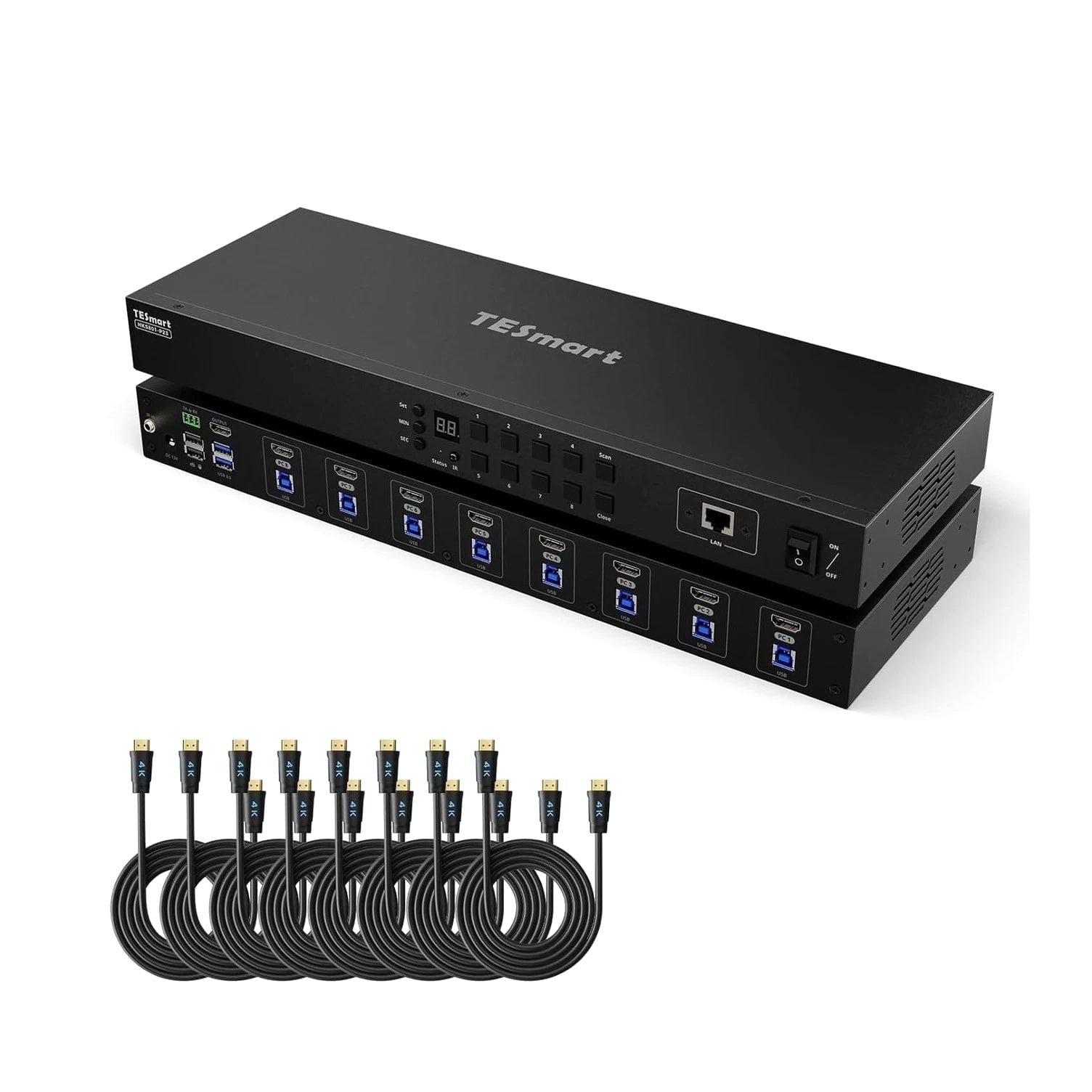 TESmart USB 3.0 HDMI KVM Switch 8 Port 4K@60Hz Rackmount EDID LAN IP RS232