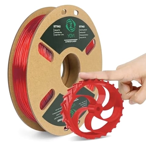 3D Printer Filament, 95A Filament 1.75mm, Flexible TPU 0.5kg Transparent Red