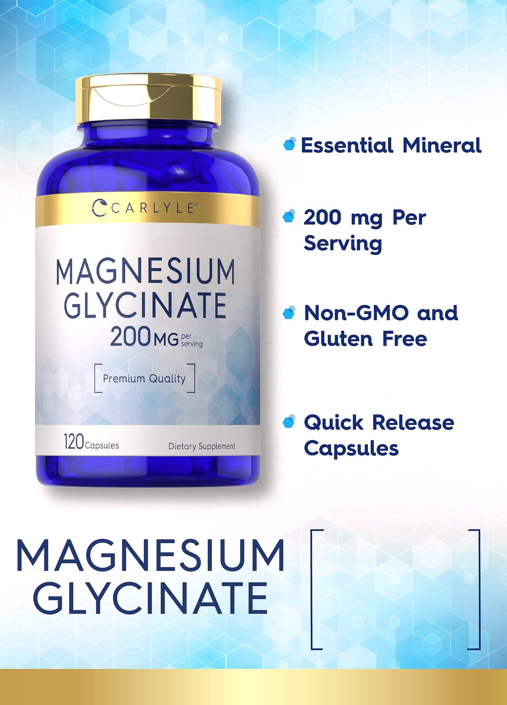 Carlyle Magnesium Glycinate 200mg, 120 Capsules