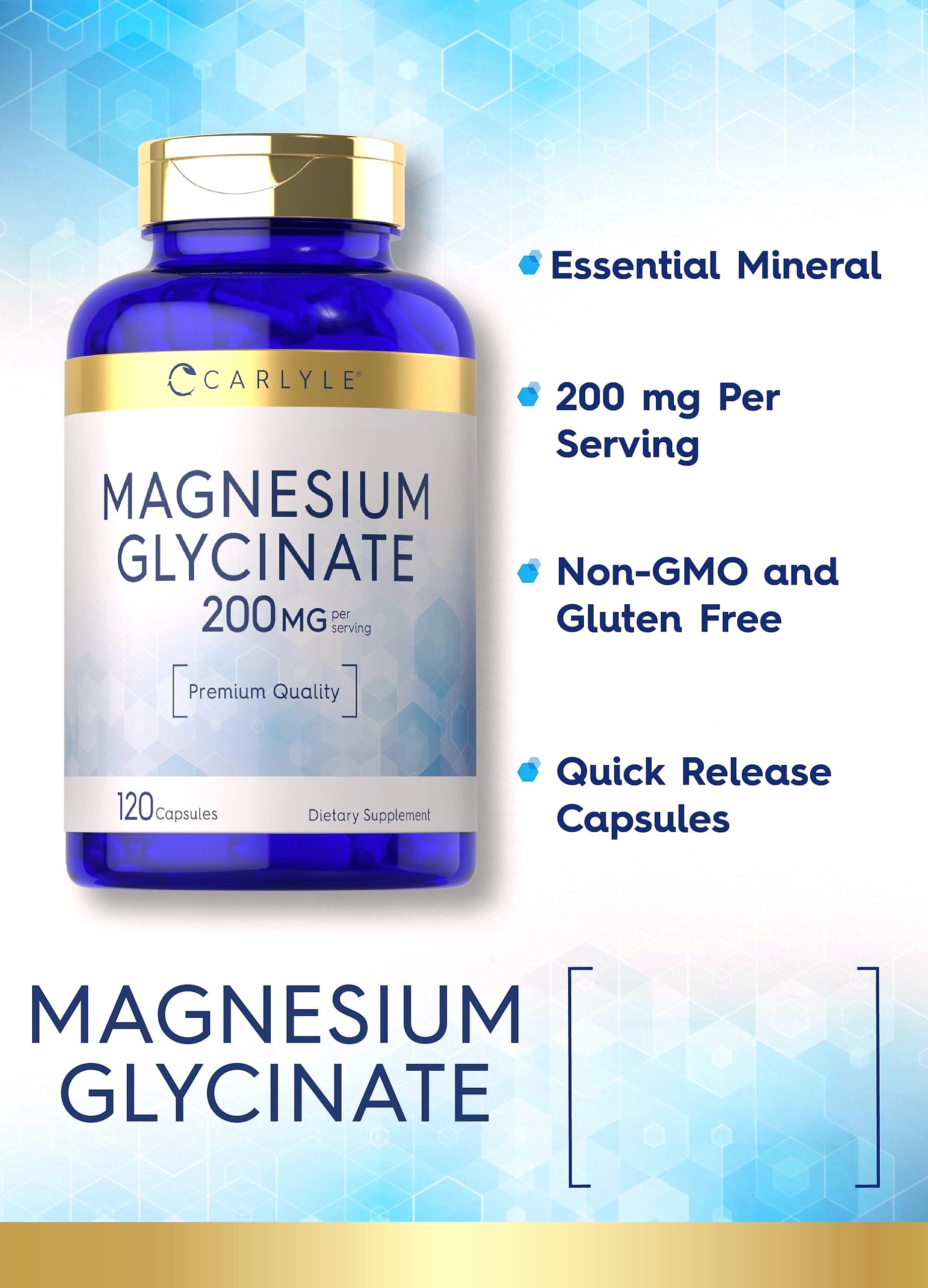 Carlyle Magnesium Glycinate 200mg, 120 Capsules