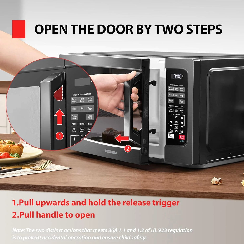 1.2 Cu Ft 1000 Watt Countertop Microwaves Ovens Smart Humidity Sensor 10 Levels