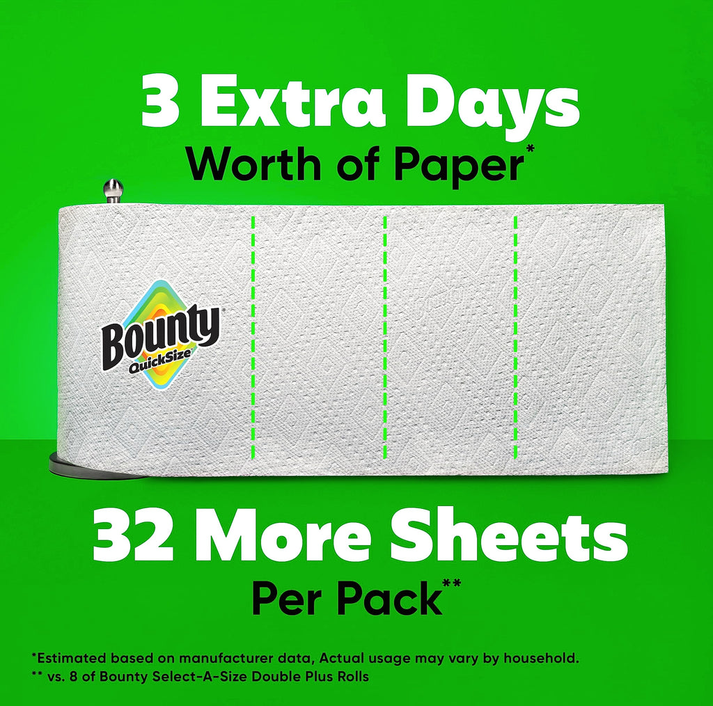 Bounty Quick Size Paper Towels, White, 8 Family Rolls