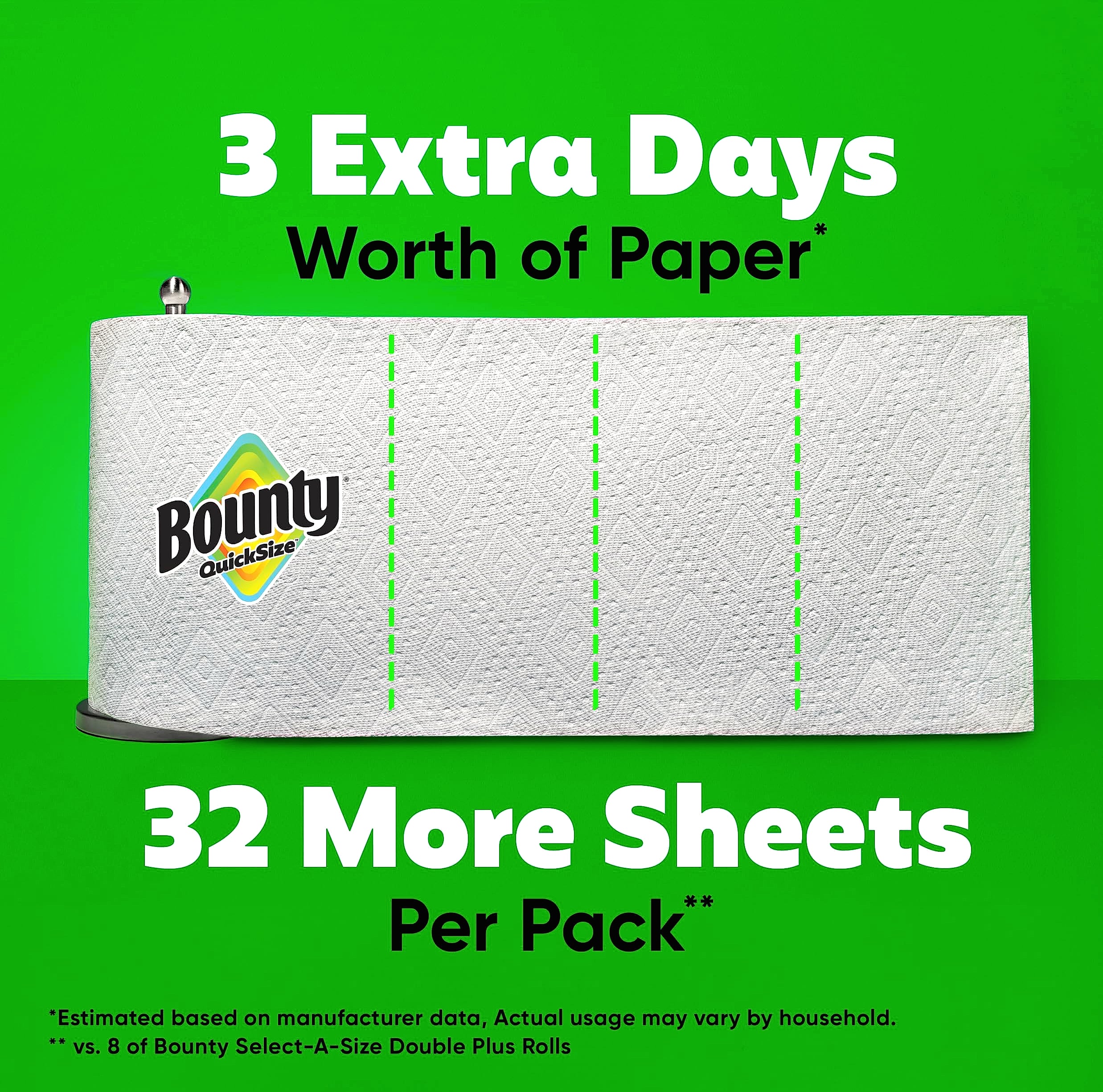Bounty Quick Size Paper Towels, White, 8 Family Rolls