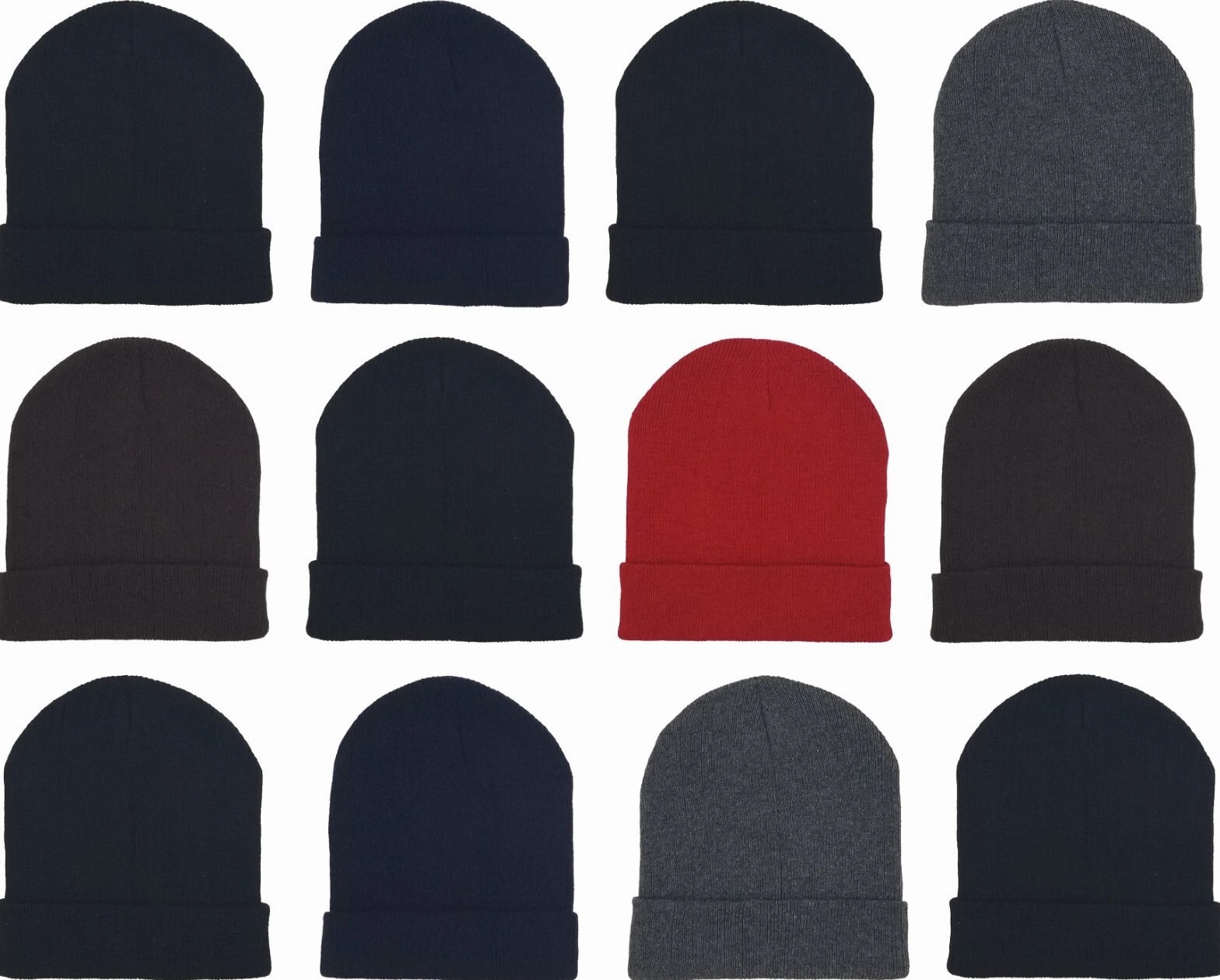 Bulk Winter Beanie Hats for Men Women,  Knit Cuffed Skull Cap Toque Toboggans