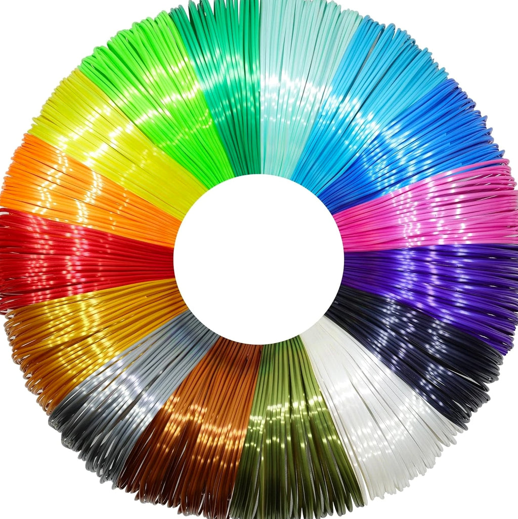 16 Colors Silk Shiny PLA Filament Sample Pack, Each Color 4 Meter Length, Total