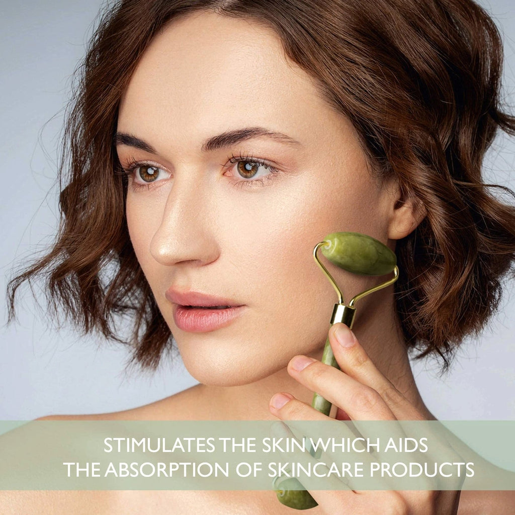 Ice Face Mask + Jade Roller - Beauty Roller for Face Neck Massage - Stone Fa...