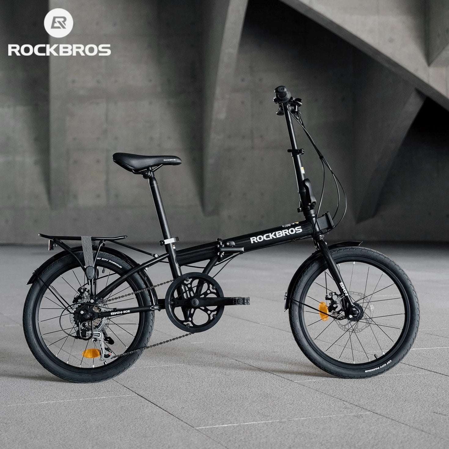 ROCKBROS SKN 20"Folding City Bike Steel Frame Shimano 7-Speed Disc Brakes Black