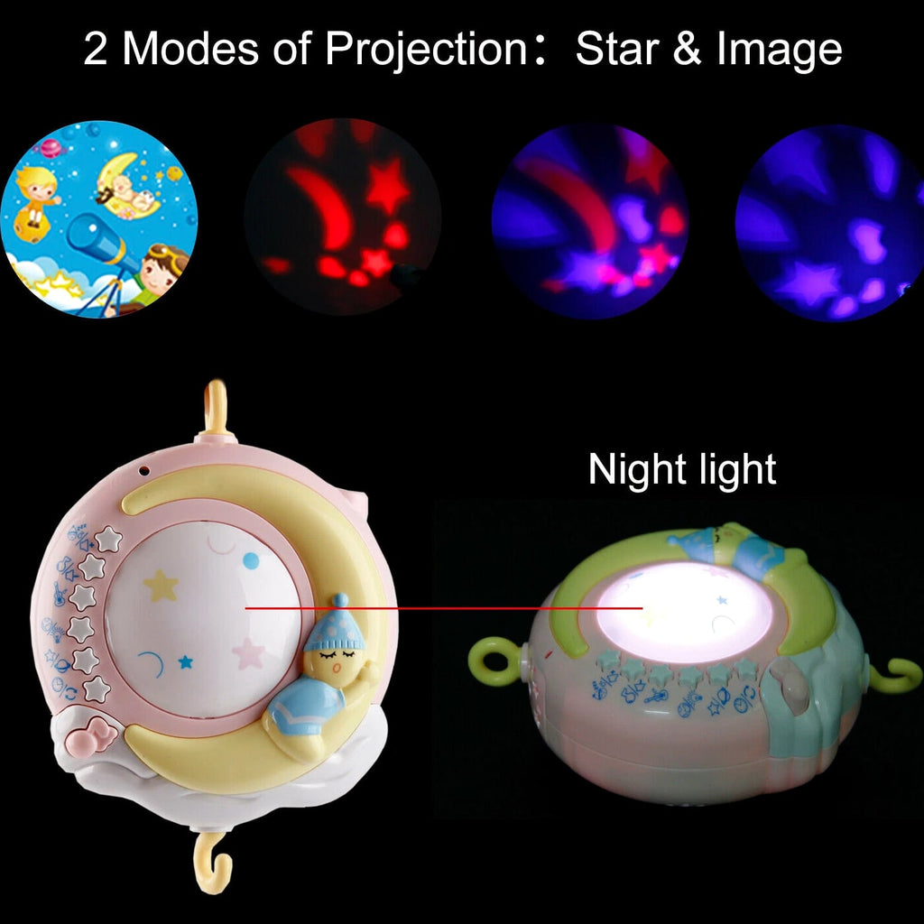 Baby Crib Mobile with Music and Lights,Moon & Star Projector Toys with 108 Songs