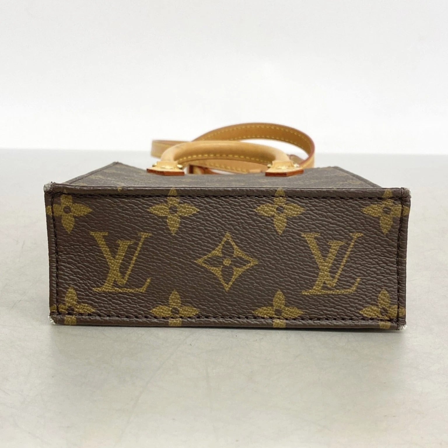 Louis Vuitton Monogram Petite Sac Plat Handbag M81295 Brown 2-way ... GZl1h9rf