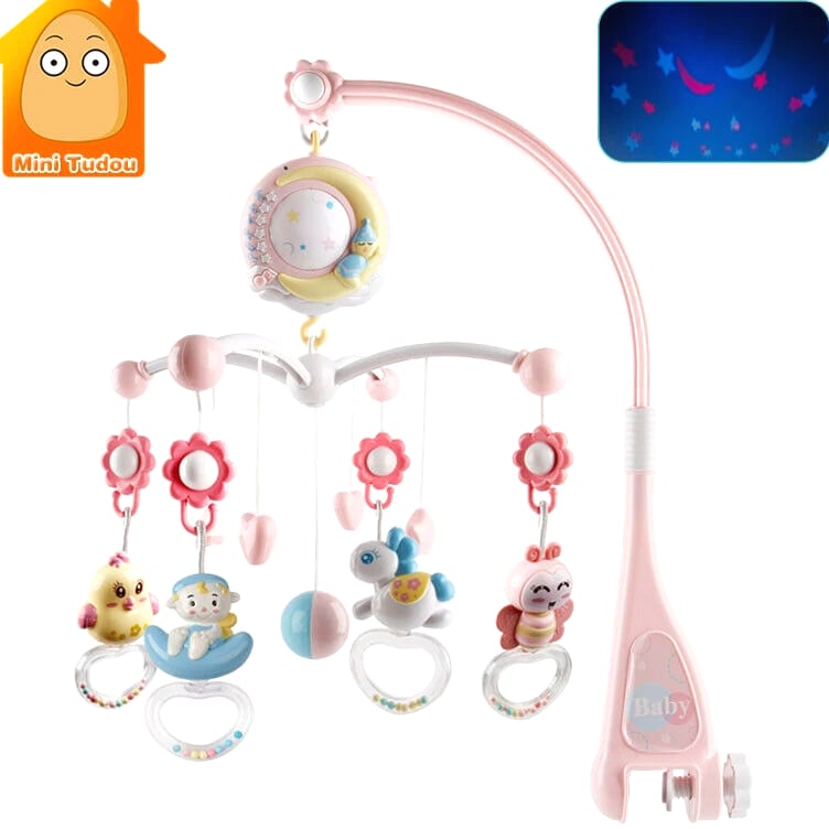 Baby Crib Mobile with Music and Lights,Moon & Star Projector Toys with 108 Songs