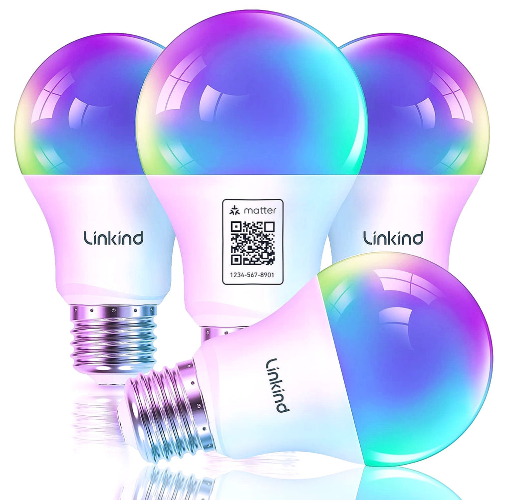 Linkind Matter Smart Light Bulb A19 E26 WiFi RGBTW 6-Pack