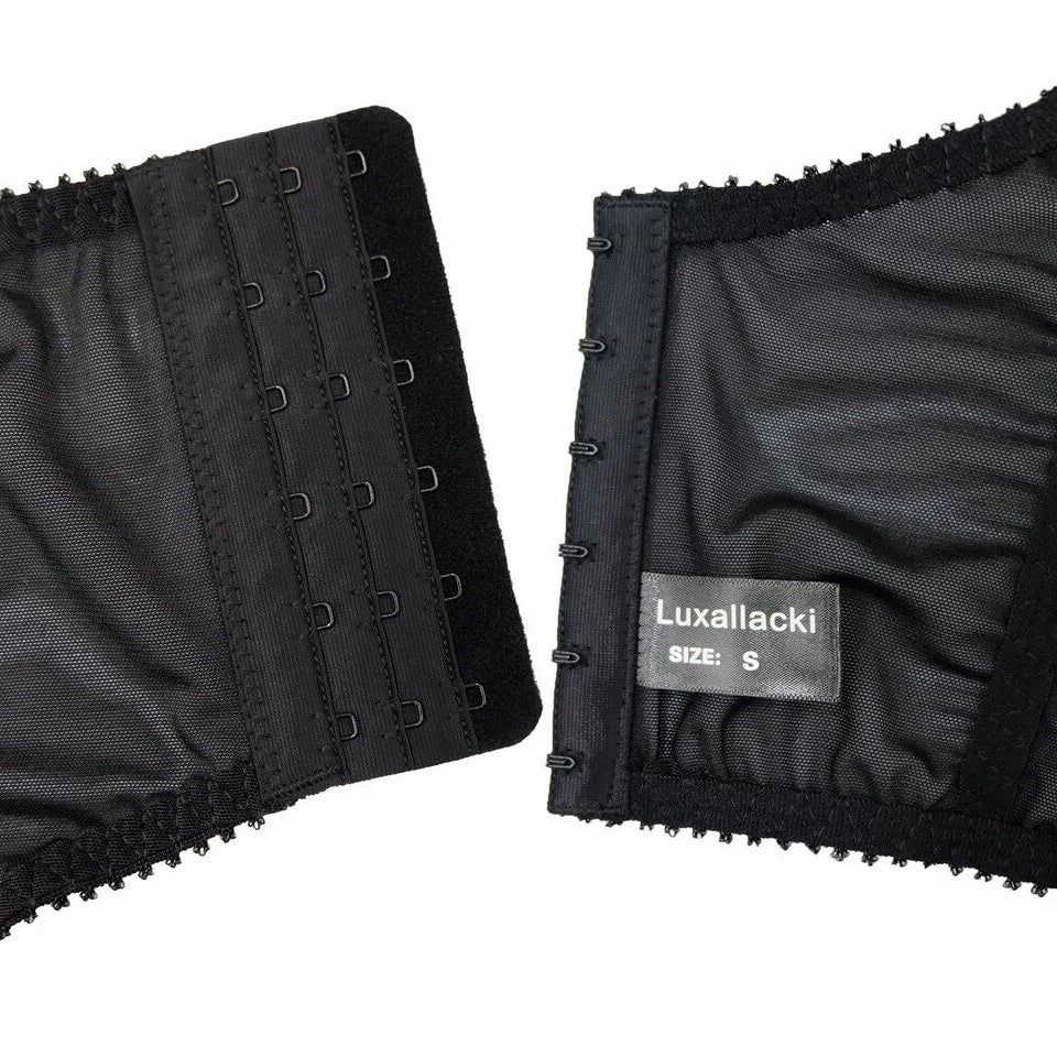 Luxallacki Stretchy Mesh Garter Belt with 6 Adjustable Y-straps and 12 Buckles