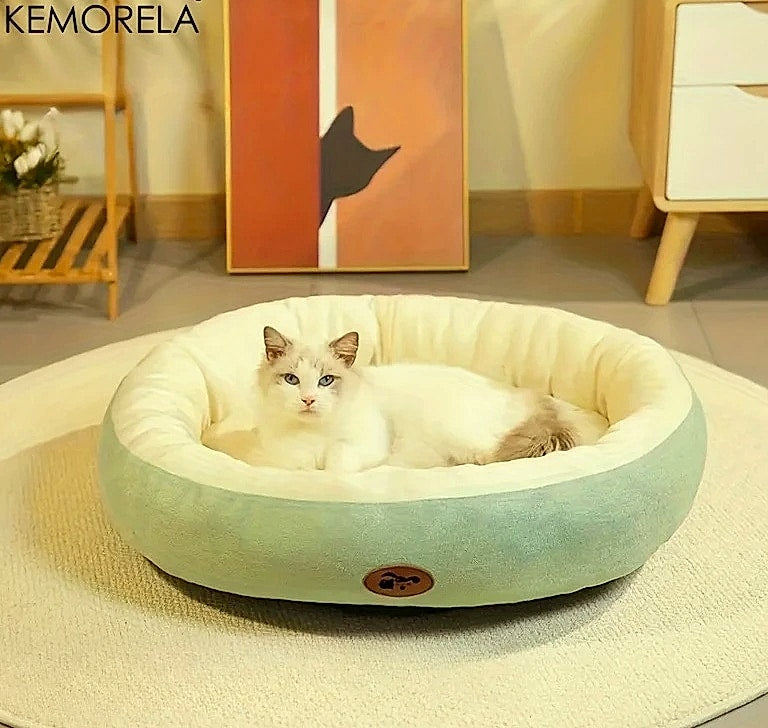 KEMORELA Oval Snuggle Pet Bed for Cats and Small Dogs