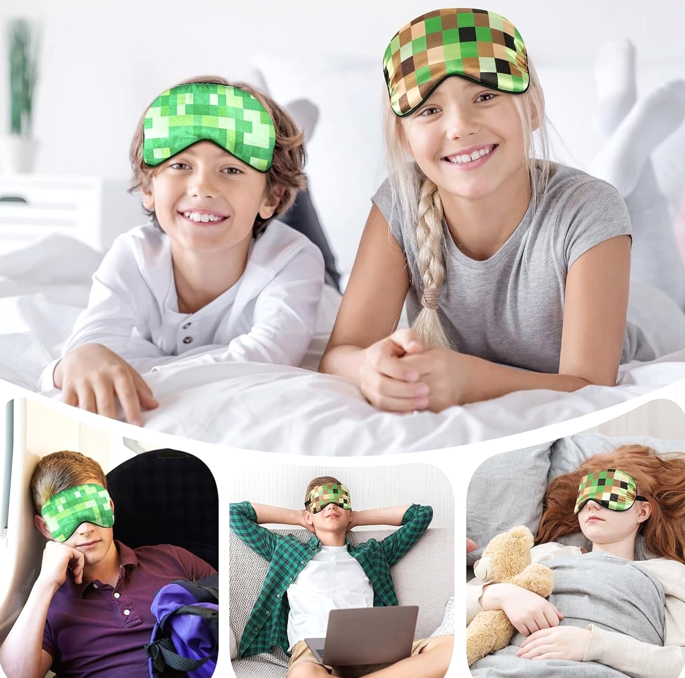 2 Pcs Sleep Mask for Kids Boys, Silk Eye Covers for Sleeping, Adjustable Strap &