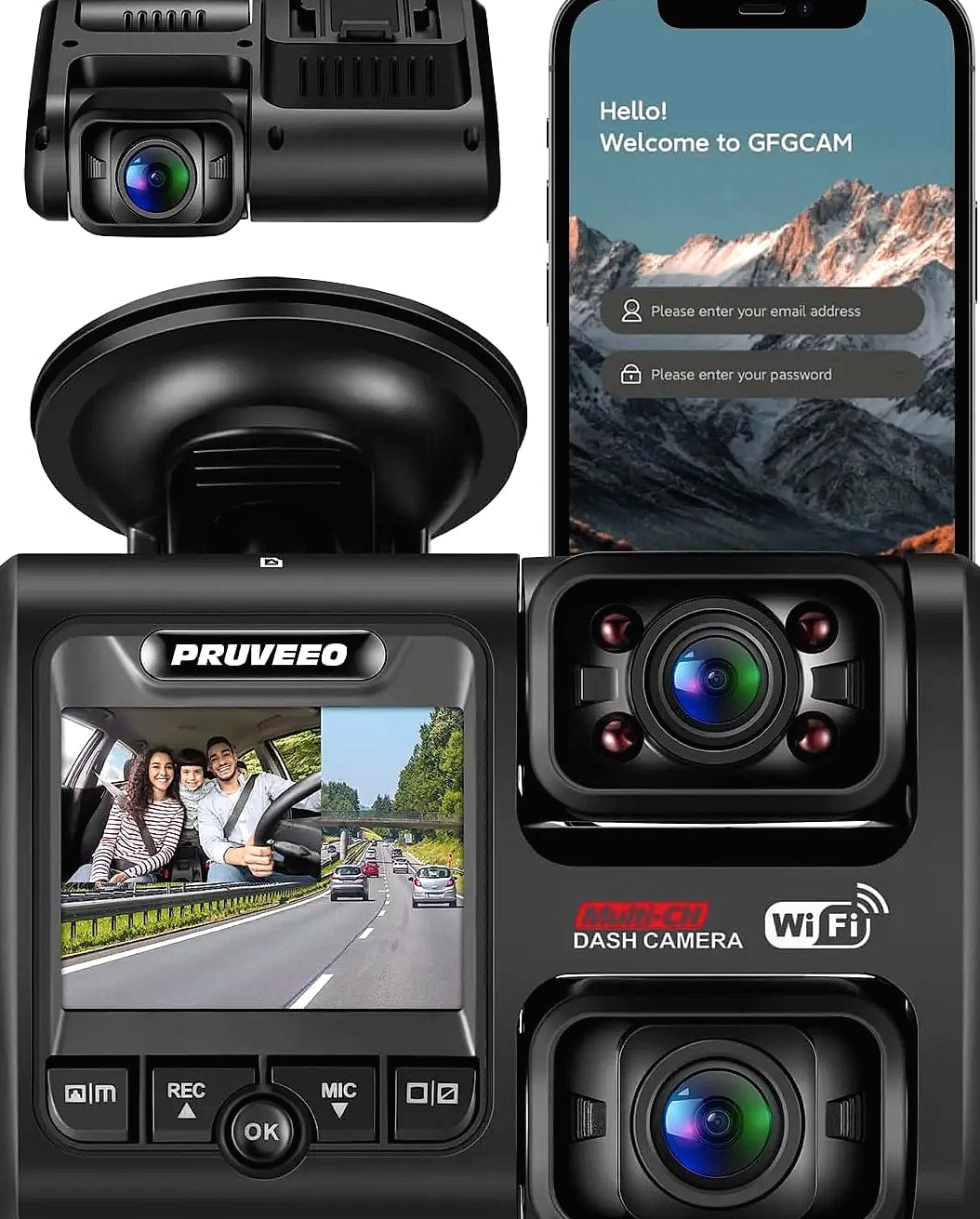 Kankeirr Dual 1080P Dash Cam with Interior Camera and Night Vision
