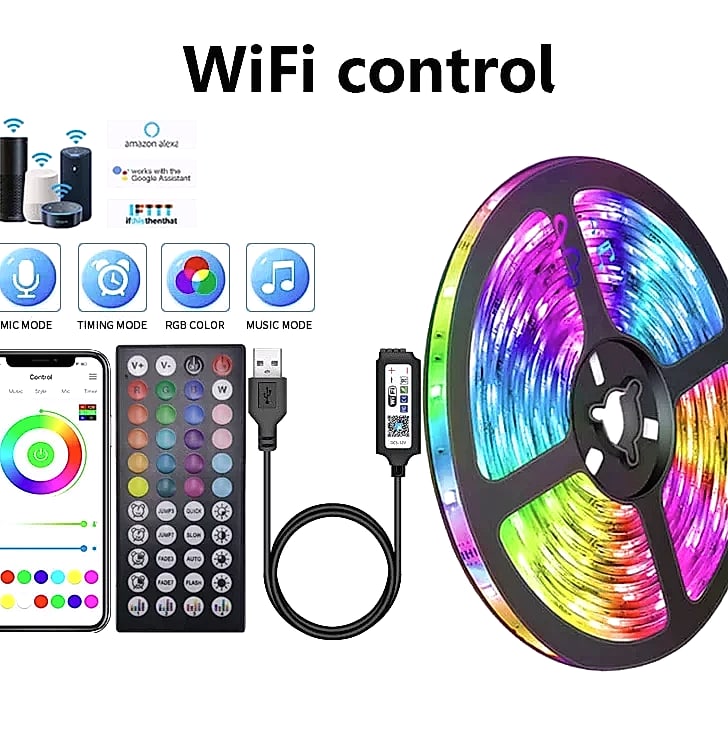Adiodo USB LED Strip Lights 5050 RGB App Control