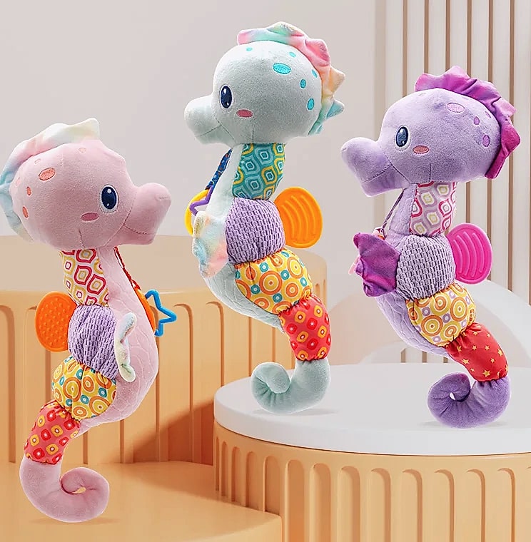 ASWJ Baby Seahorse Musical Rattle Soft Toy for Infants