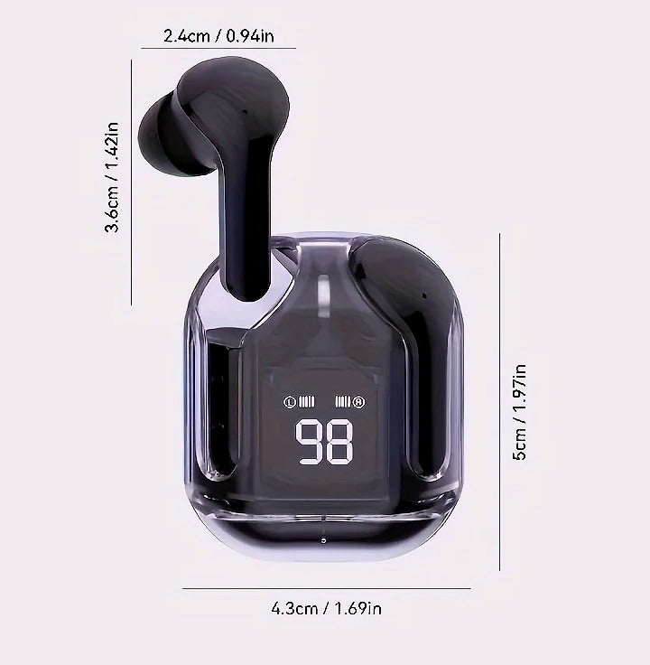 AHTOSKA Transparent Wireless Earbuds with LED Display