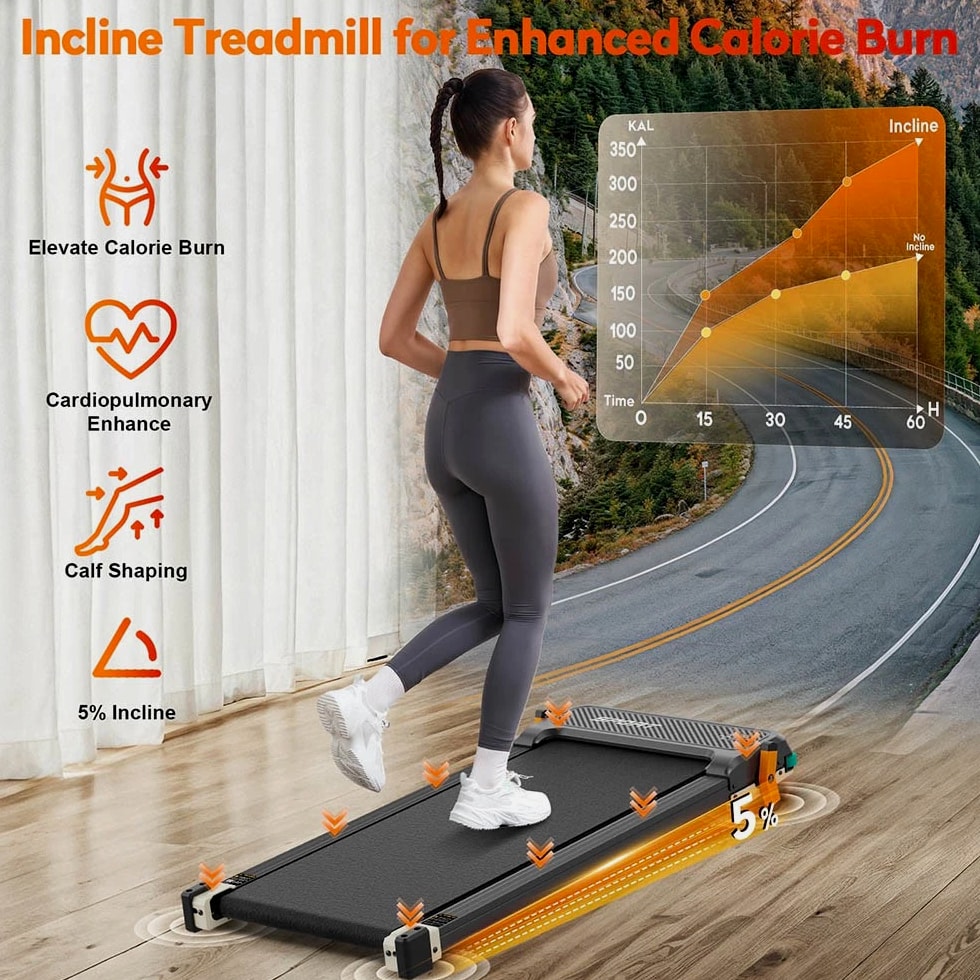 Akluer 520 Dual-Sided Treadmill with Shiatsu Foot Massager, Walking Pad with Incline