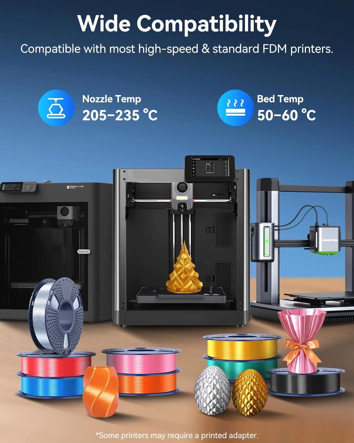 Silk PLA Filament Bundle 1.75mm, Silk 3D Printer Filament Multicolor Pack Individually