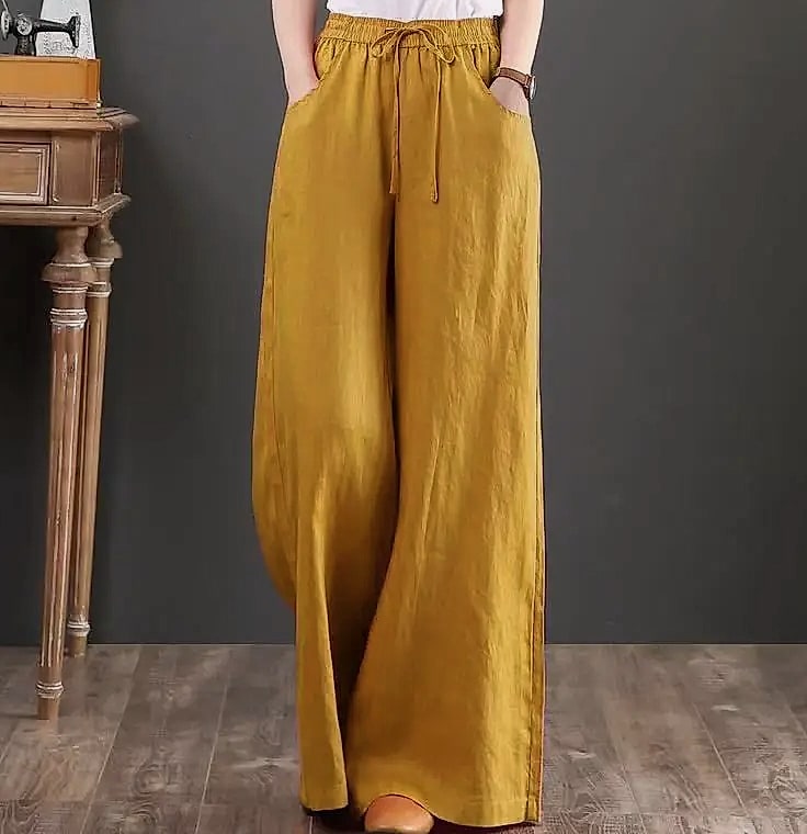 Careaymade Women's Wide Leg Pants Cotton Linen Casual