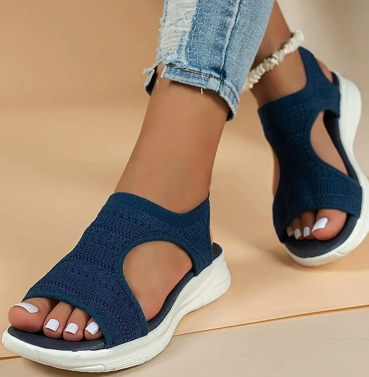 NAZSQ Women's Mesh Knitted Beach Sandals Wedge Roman Style