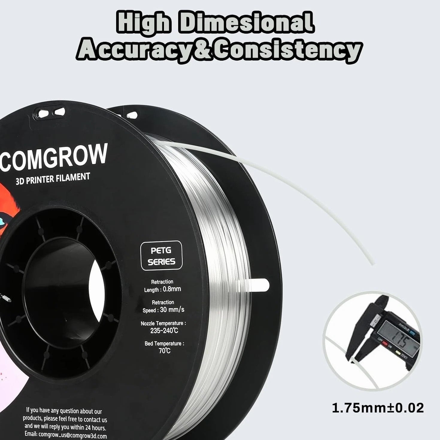 PETG 3D Printer Filament 1.75mm - High Precision, Tough 3D Printer Filament...