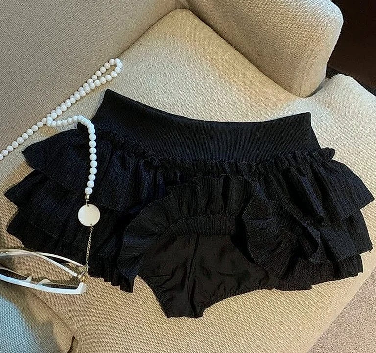 XPQBB Women's Mini Skirt Korean Fashion Ruched Ruffle