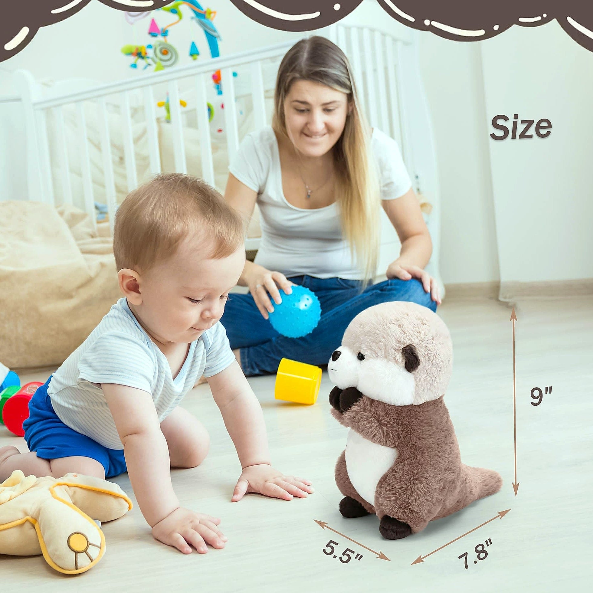 Riuhot Otter Plush Stuffed Animal Toy, 9.8 Inch Soft Cuddle Companion