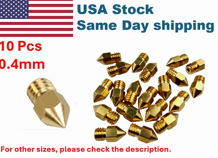 10 Pcs MK8 0.4mm Extruder 3D Printer Nozzle for Creality CR-10 Ender-3